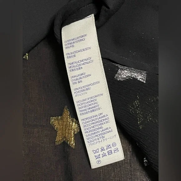 Rebecca Minkoff Derora Star Patterned Silk Metallic Relaxed Blouse Size Small - Picture 9 of 9